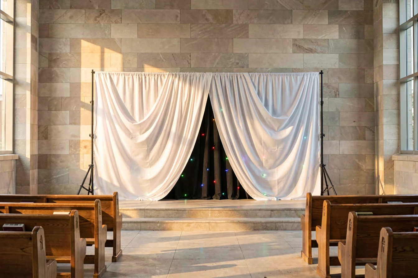 Customizable church backdrop curtains