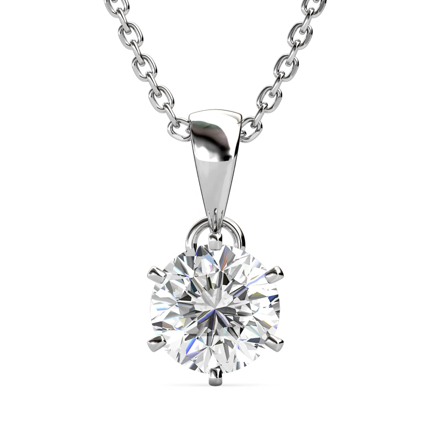 

Ideal Cut 1 Carat Moissanite Lab Grown Diamond 925 Sterling Silver Solitaire Pendant Necklace Jewelry Destiny Jewellery