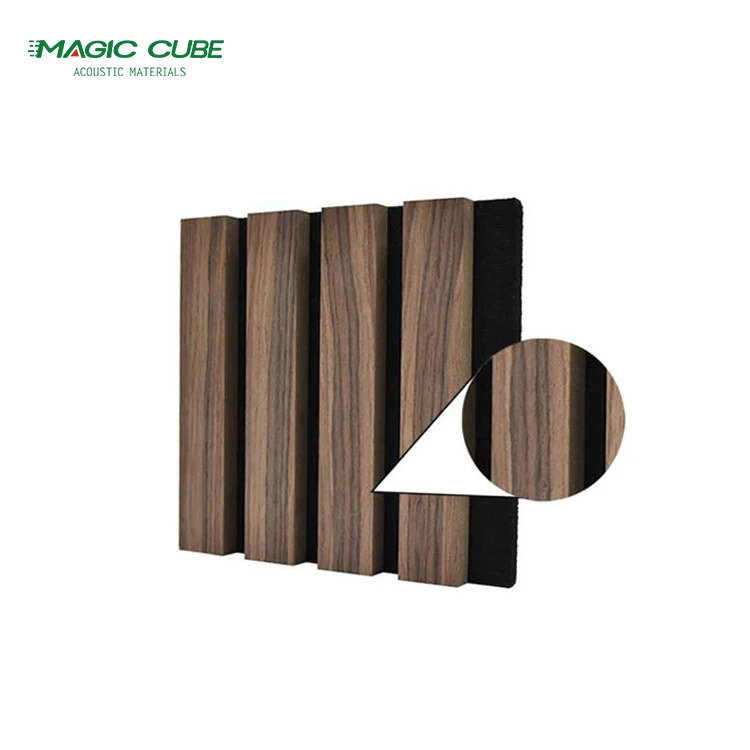 

Home Office Decor Free sample wood or Melamine finish Eco-friendly Sound Absorbing Wooden Acoustic Slat Polyester Fiber slat