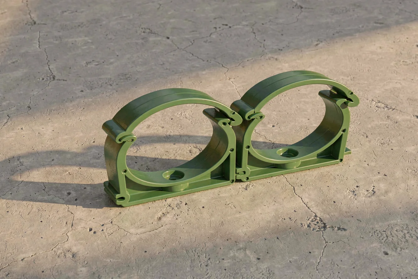 Industrial green pipe clamp