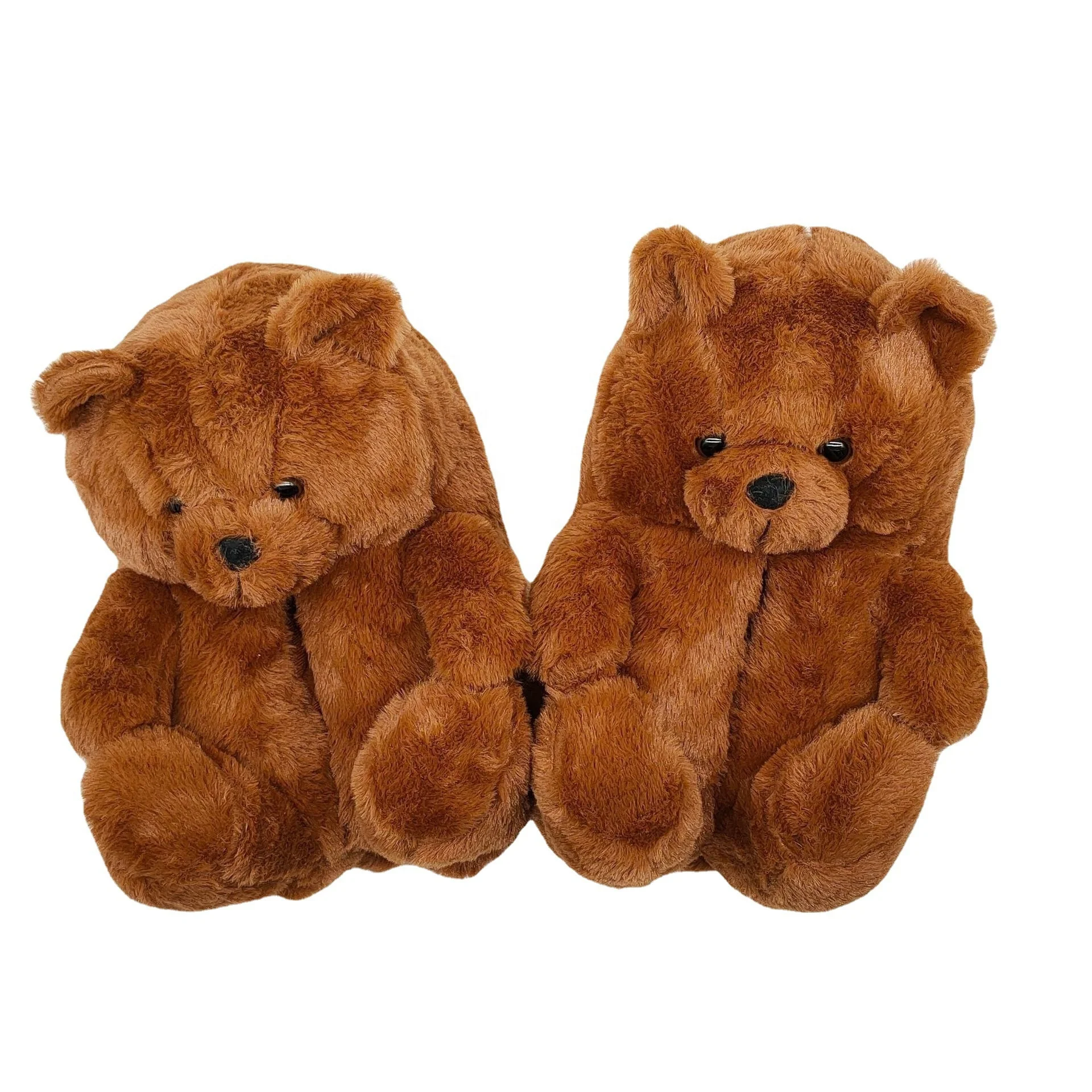 

kids big teddy bear indoor slippers plush, Pink,green,grey,beige