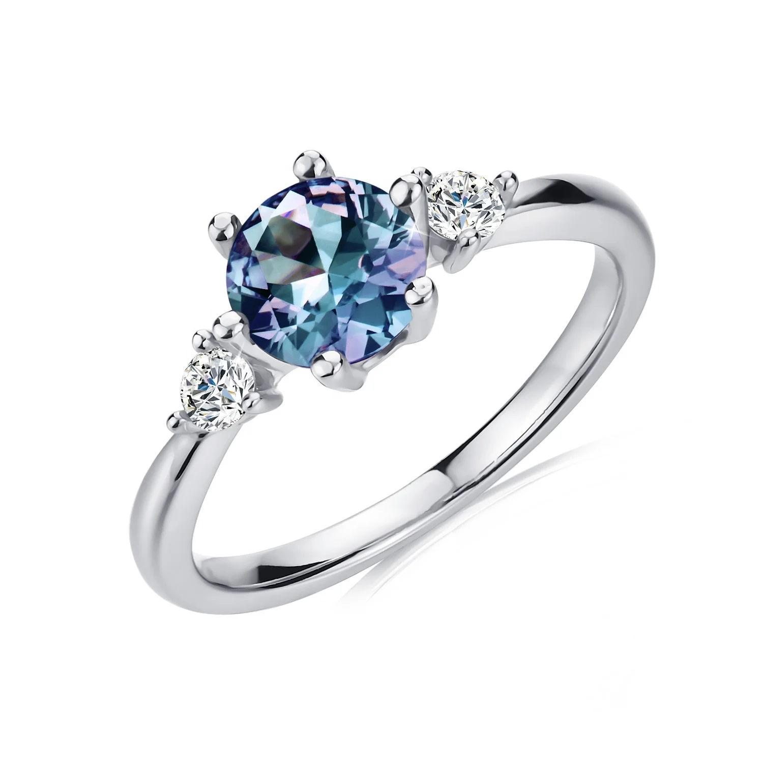 

New Silver 925 Gemstone Jewelry 2021 Round Cut Lab Created Alexandrite Vintage Dainty Ring For Women Destiny Jewellery
