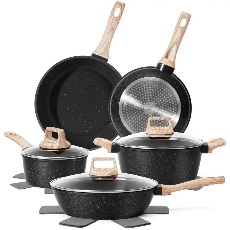 SODAY 12-Piece Black Granite Set