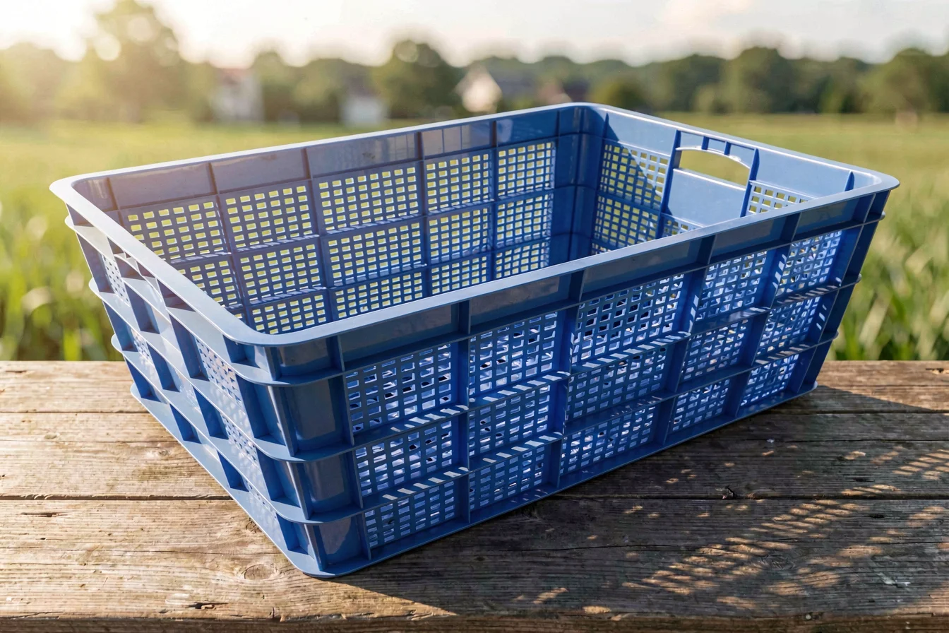 Ventilated plastic crate for transporting chicken broilers