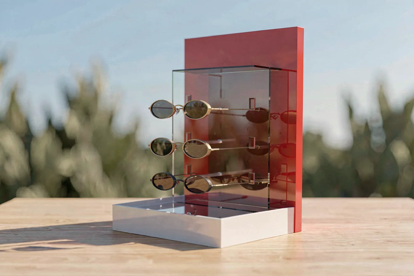 Performance Sunglasses Display Stand without Wheels