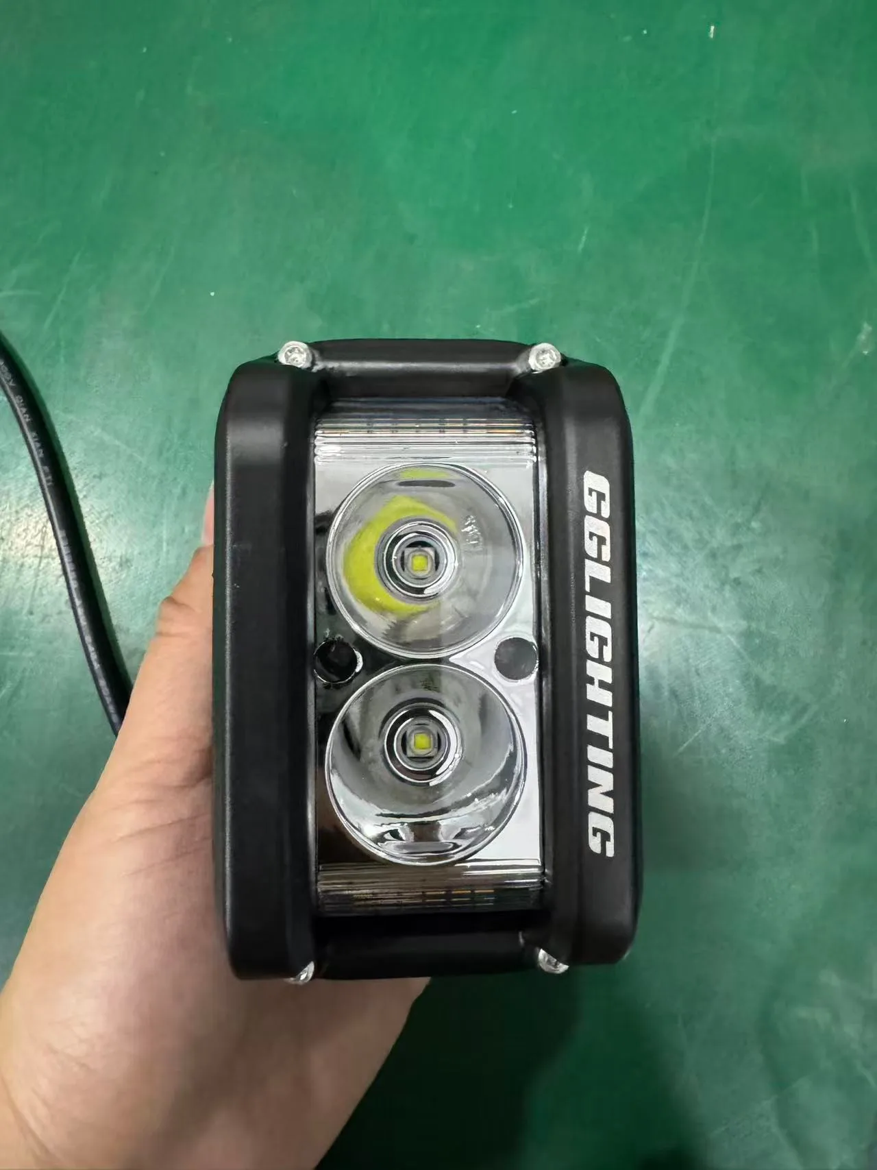 Amber LED chip inside custom white and amber dual-color motorcycle auxiliary light