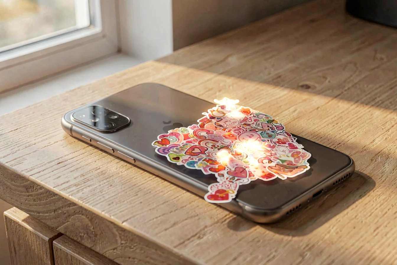 Battery-free LED mobile flash sticker