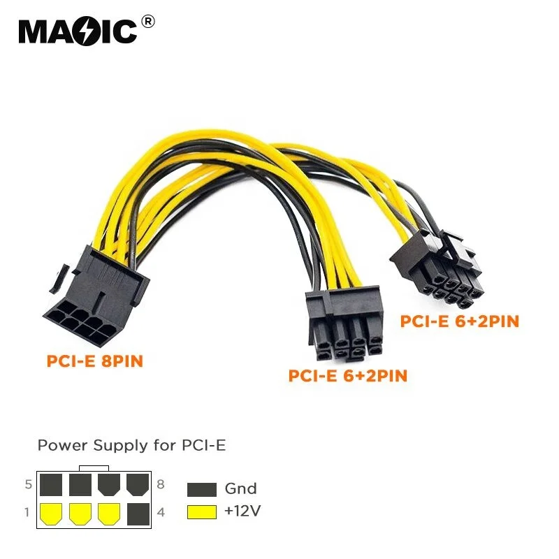 

Pcie 8 Pin Female To Dual 8 Pin 6+2Pin Male Gpu Splitter Power Cable 8pin To Dual 8 Pin Splitter 20cm Graphic Card Cable