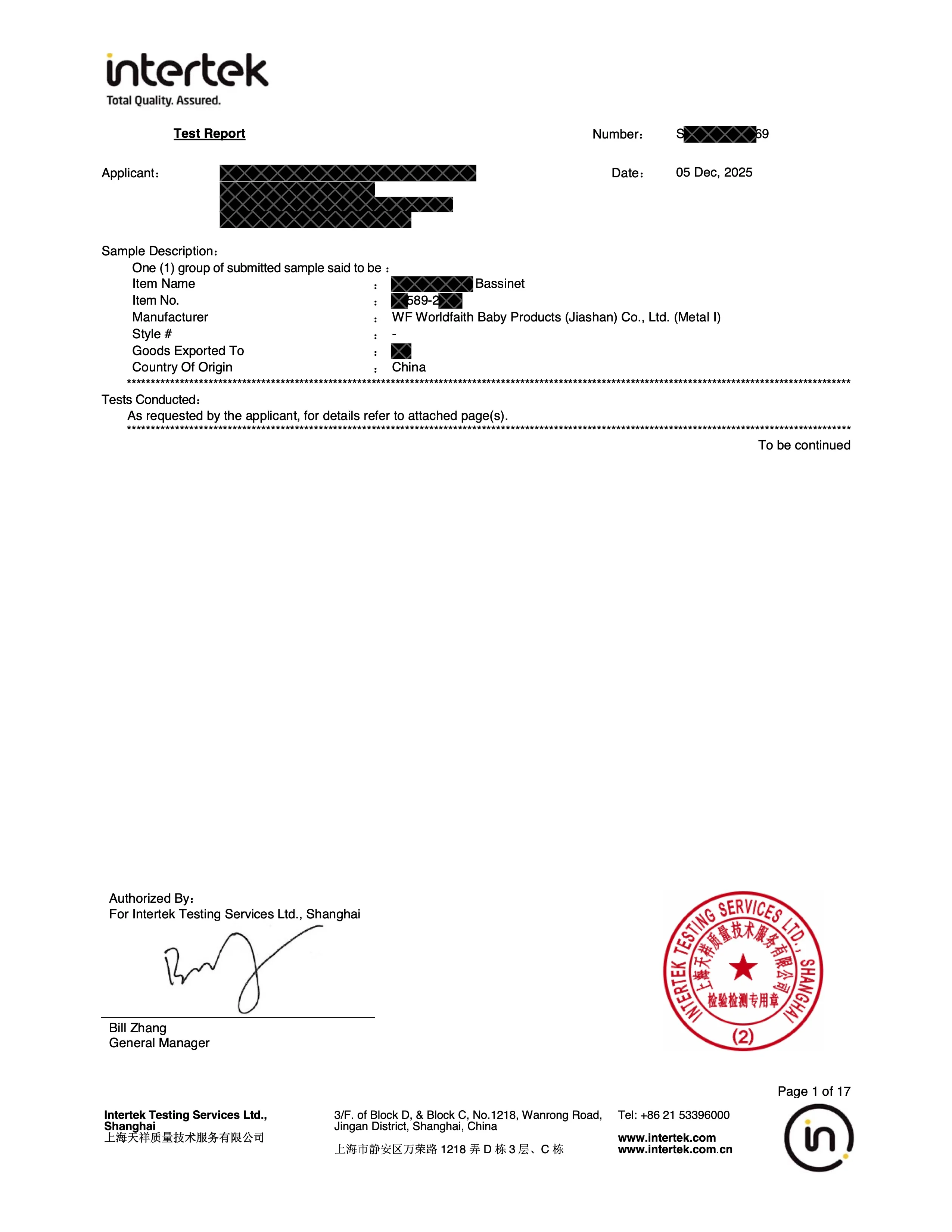 ASTM F963 test report issued by Intertek Testing Services Ltd., Shanghai
