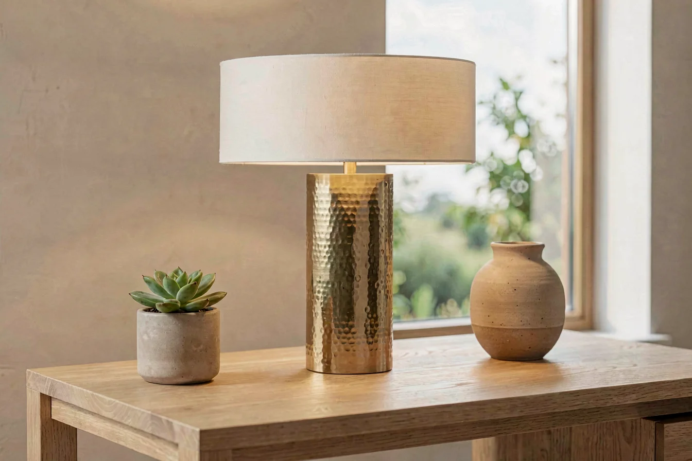 Premium hammered brass table lamp