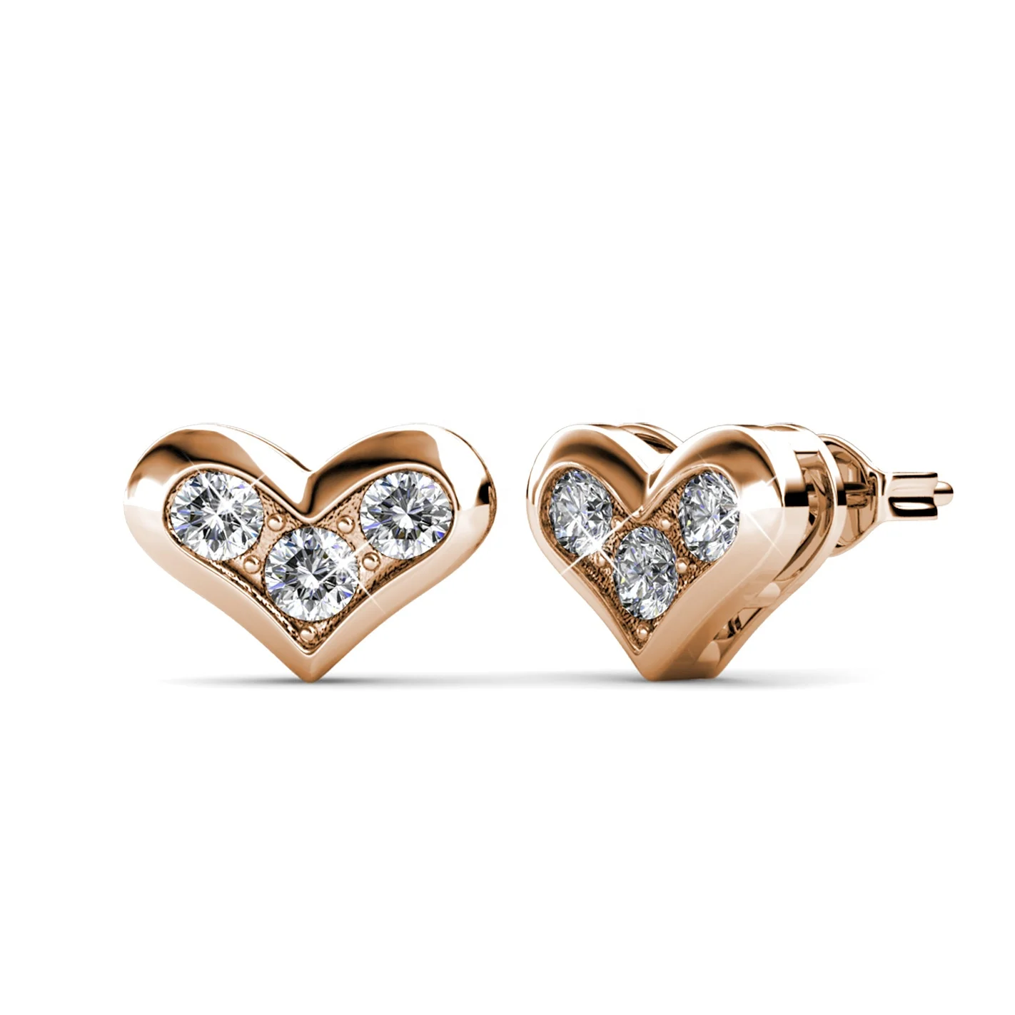 

Sterling Silver Unique Premium Austrian Crystal Jewelry Hypoallergenic Mini Heart Stud Earrings For Girl Destiny Jewellery