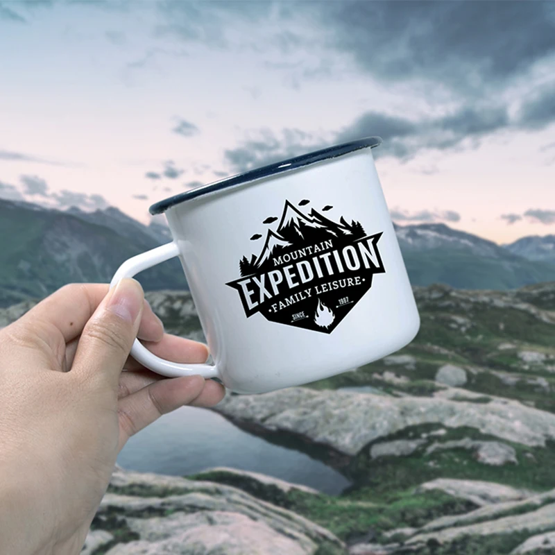 

PYD Life Hotsale RTS Bulk Sublimation Custom Camping Mug Travel Coffee Enamel Mugs With Black Rim, White
