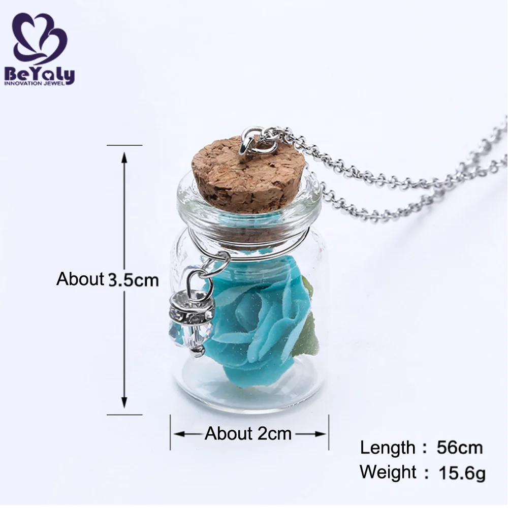 product-BEYALY-Women Custom Glass Bottle Pendant Jewelry Fashion Real Rose Necklace-img