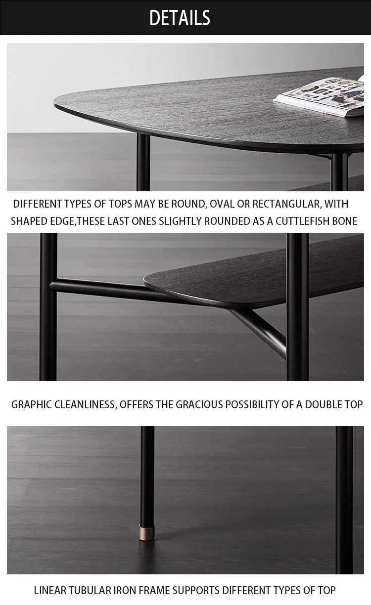 Modern oak veneer marble table top black metal base dining table office table