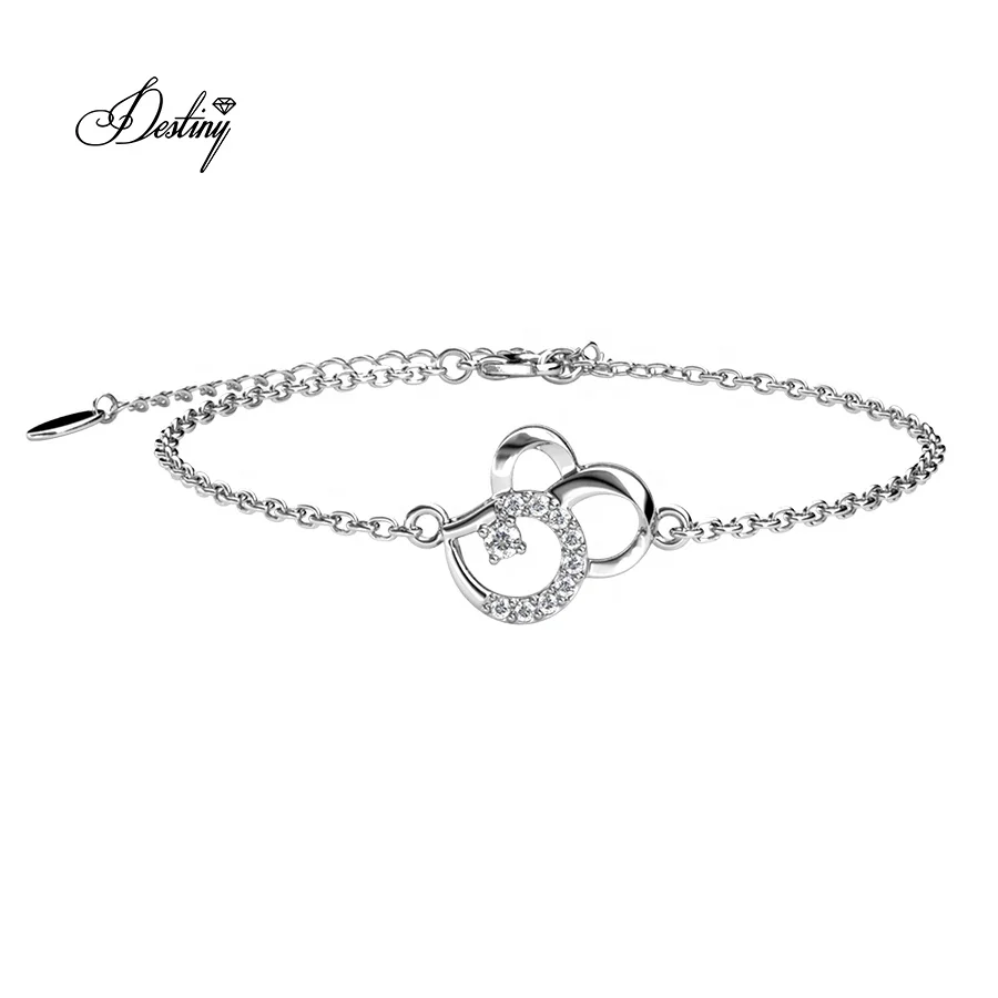 

2020 New 18K Gold Plated Jewelry Pasclina Bracelet With Premium Grade Crystal from Austria For Women, White /rose gold