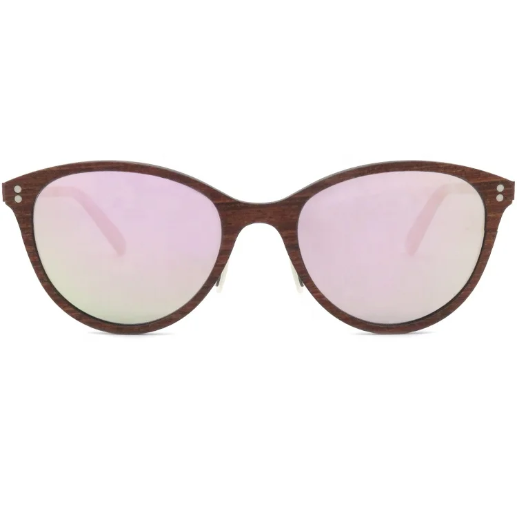 

Fashion Cat Eye Pink Mirror Lens Sun Glasses Carbon Fiber Wooden Sunglasses, Black red or custom colors