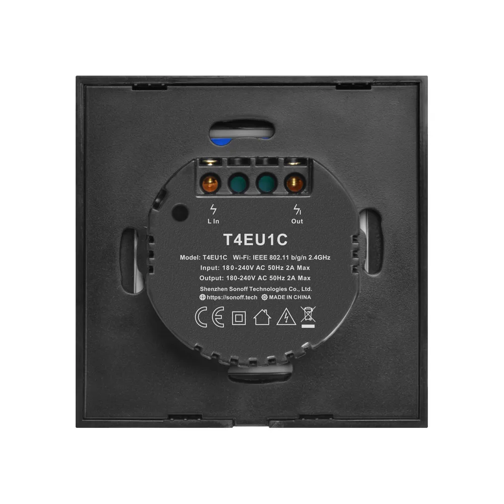 
No Neutral Wire SONOFF T4 EU 1C 1 Gang WiFi Touch Panel Remote Wall APP/Voice Control Light Timing Switch Works with Alexa 