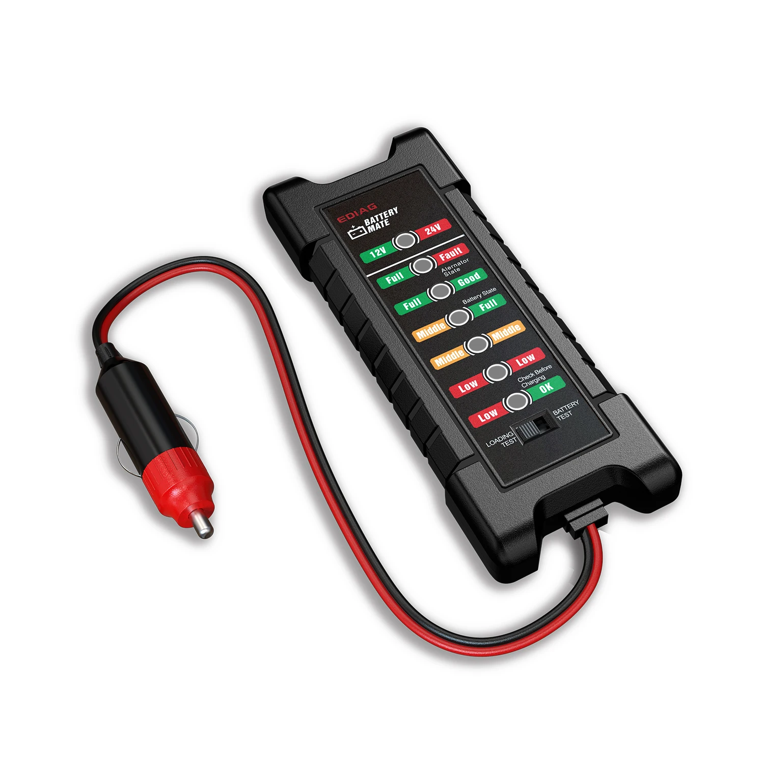 

12V/24V Car Battery & Alternator Tester BM420 - Test Battery Condition & Alternator Charging (With 6-LED display), Gray