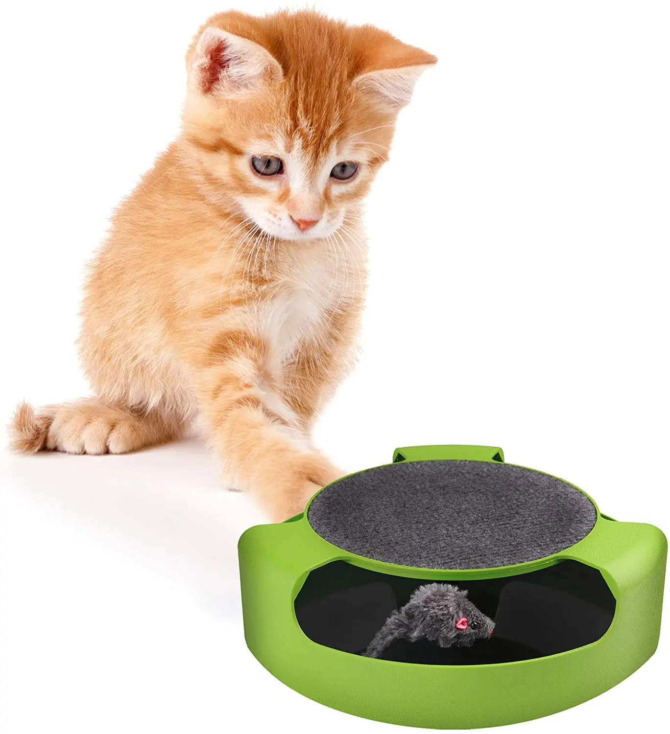 

New Design Moving Mouse Cat Interactive Toy Kitten Catch Rotating Scratch Cat Chase Toy