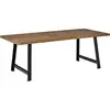 Industrial & vintage Indian rusty black iron metal & acacia live edge dining table