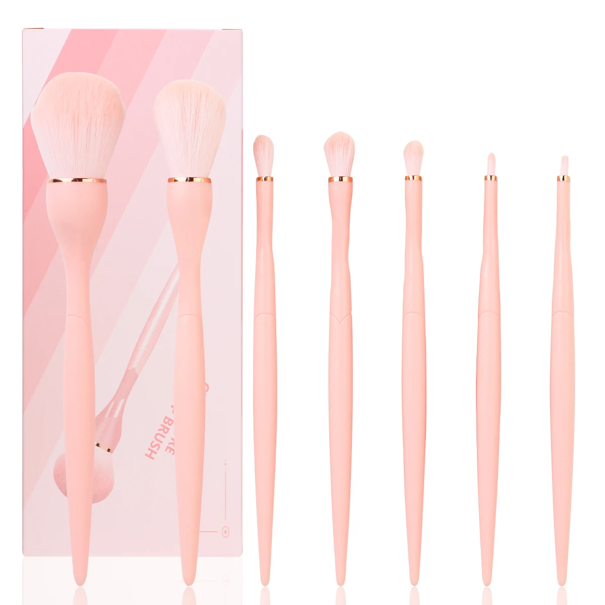 

Black Pink 7pcs Plastic Handle Makeup Brush Professional Portable Make Up Brushes Set