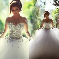 2021 Charming Sheer Organza Princess Bridal Gowns 
