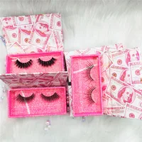 

2020 New Mink Lashes Wholesale Private Label Eyelash Custom Packaging Box Money Eyelash Box for 3d Mink Eyelashes