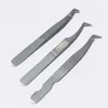 Serrated Handle Lash & Brow Volume Tweezers / L Shaped 90 Degree Fine Tip Surgical Stainless Steel Volume Lash Extension Tweezer