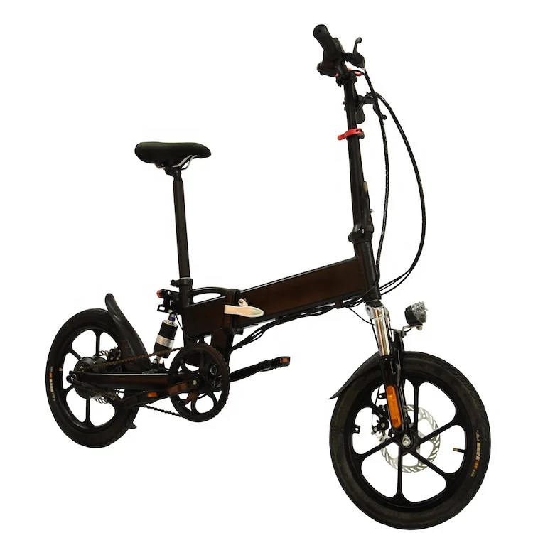 
Black Foldable Electronic Bike Small Wheels with Disc Brakes Smart LCD Display Fast Charging 250w Motor Front LED Light e-Bike 