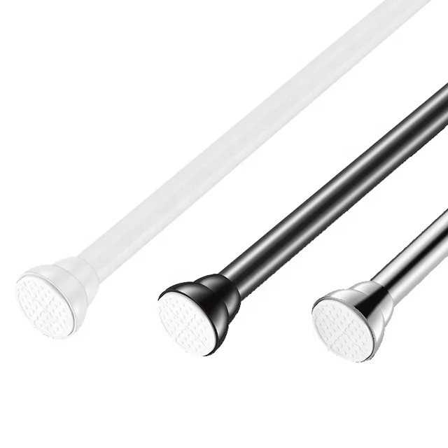 

Stainless steel extendable curtains and rods poles upgrade spring pull stick tension multifunction l shaped shower curtain rod