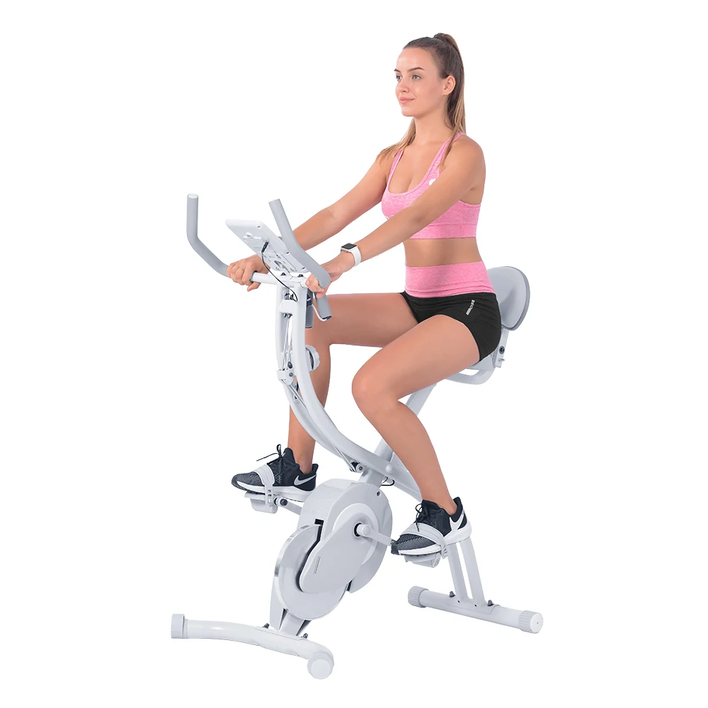 

Onetwofit Fitness Equipment Cycling Gym Trainer Home Cycle Stationary Indoor Magnetic Spinning Bike Exercise, White