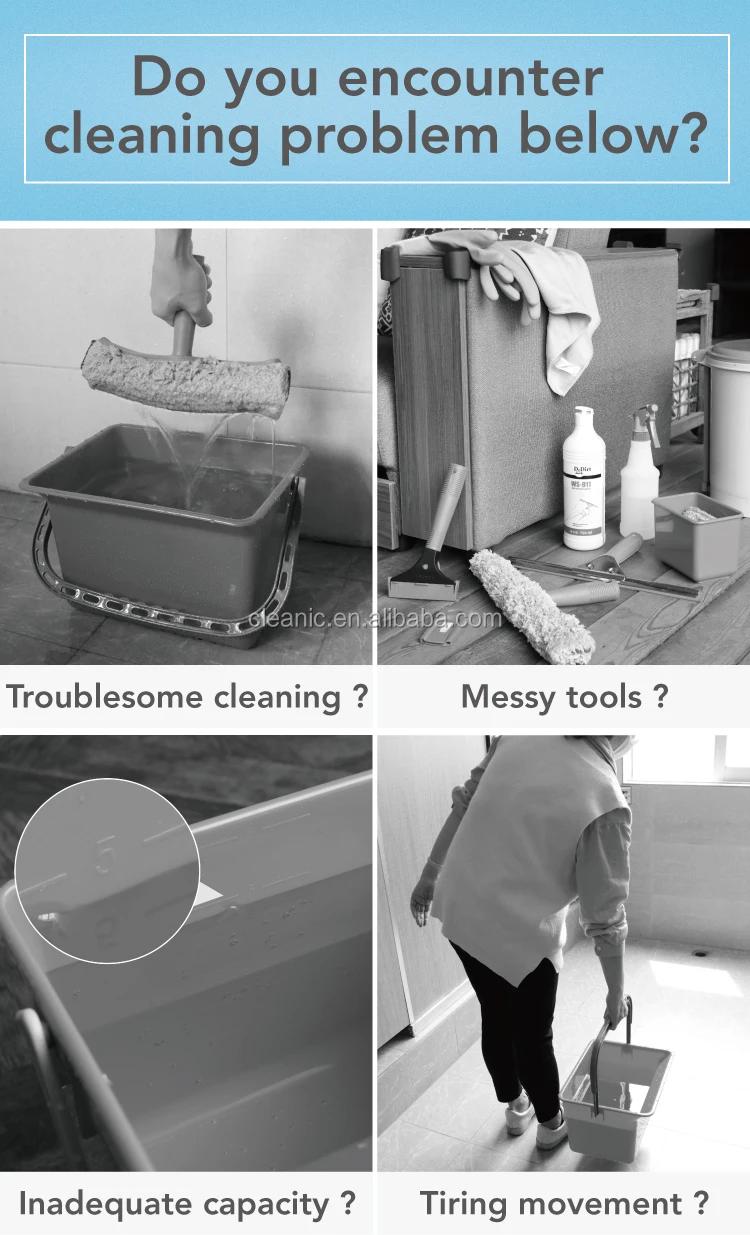 Commercial Plastic Window Cleaning Bucket With Wheels Large Capacity