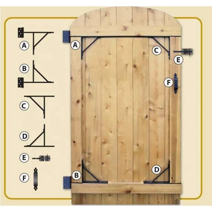 Wood Fence Gate Double Gate Kit Wood Gate Hardware Hinges, Latch, Drop Rod 
