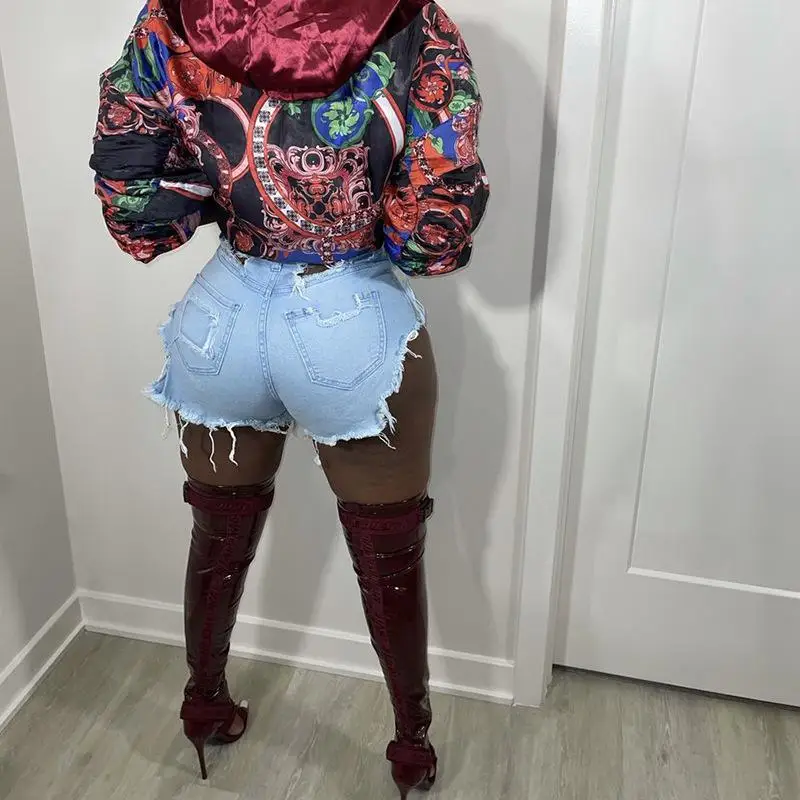 

Fashion Dropshipping 2021 New Trendy 3xl Booty Shorts Women Blue Jeans Shorts Sexy Summer Short Pants Streetwear