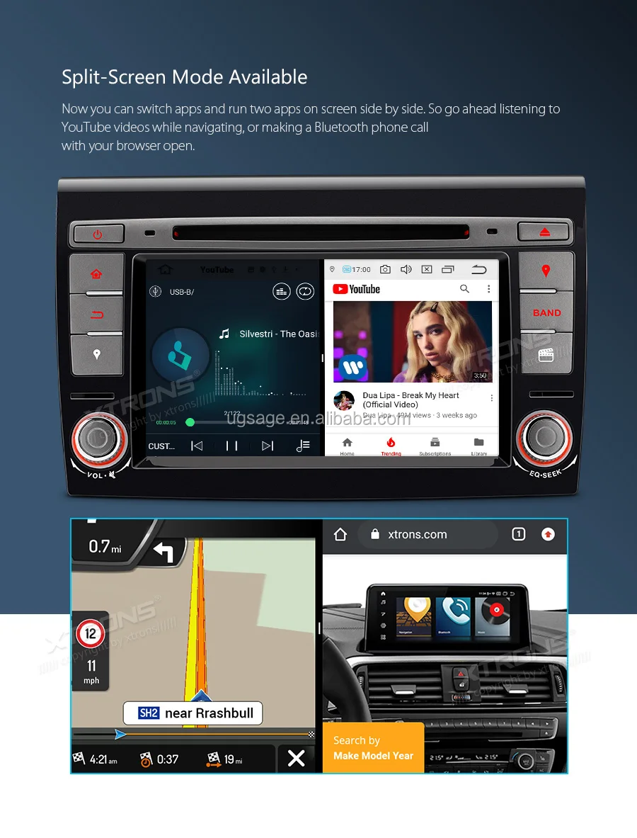 Xtrons 7 Inch Android 10.0 Car Gps Navigation System For Fiat Bravo