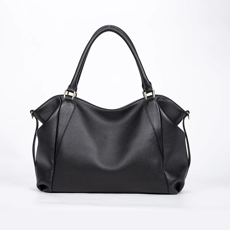 

100% Genuine Soft Leather Customized Handbags Korean Style Large Tote Bag, Black