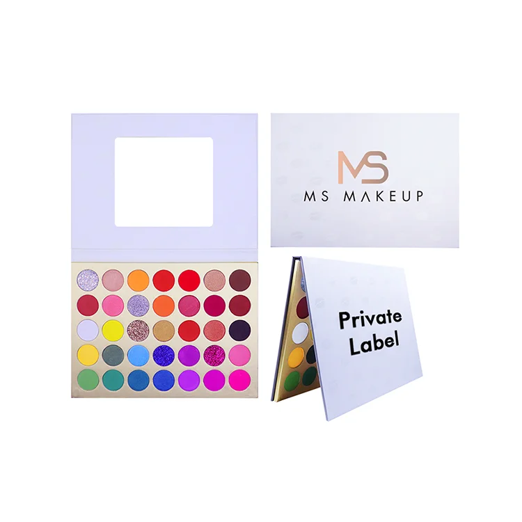 

High Quality Super Pigment Eyeshadow White Packaging with Lip Print 35 Color Bright Eyeshadow Palette, 35 colors