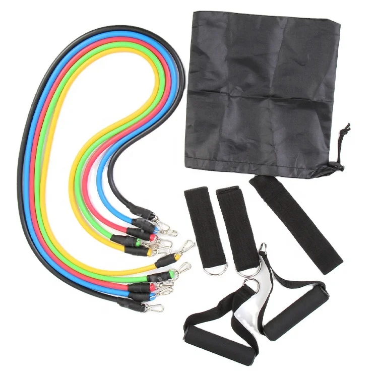 

New 11PCS Gourd Hook Pull Rope Fitness Exercises Resistance Bands Elastic Pull Rope for Gym Home, Black