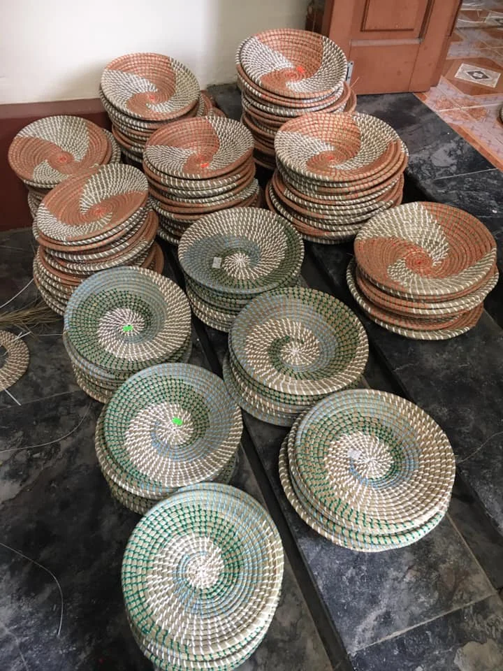 Woven Seagrass Plate Wall Sculpture Set Of 3 Seagrass Plate For