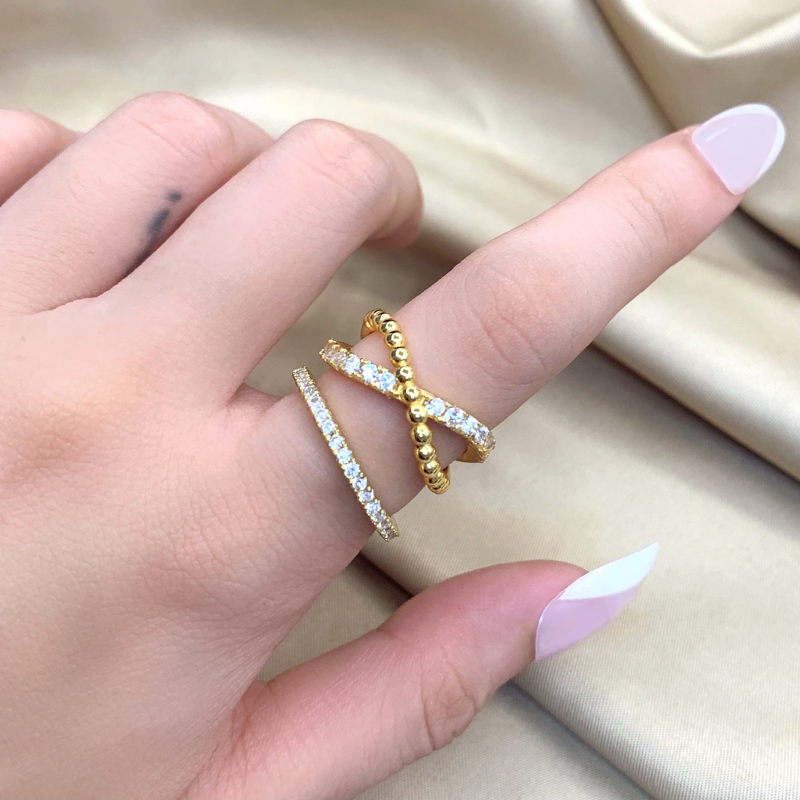 

luxury jewelry anillos 18K gold plated fashion stackable rings jewelry