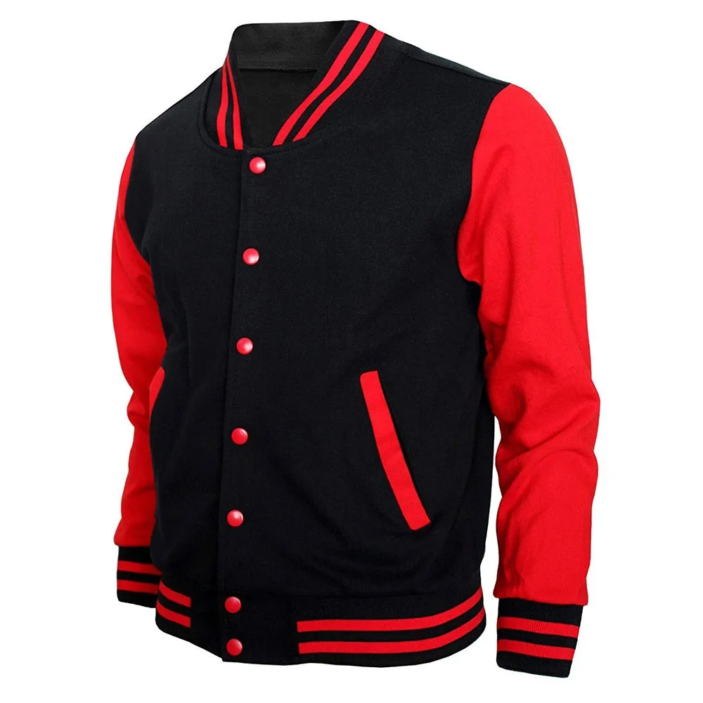 Red And Black Varsity Baseball Cotton Jacket Letterman Jacket In Multi ...