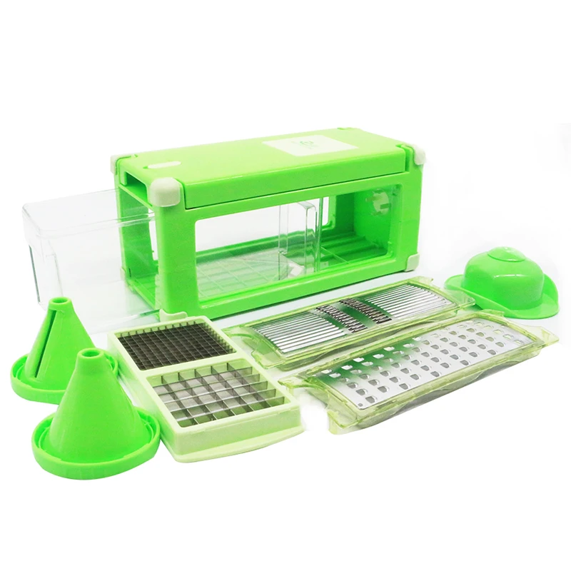 

Kitchen Salad All In One Multi-function Korean Mandolin Cutting Machine Fruit Grater Slicer Manual Chopper Roller Vegetable Cutt, Green