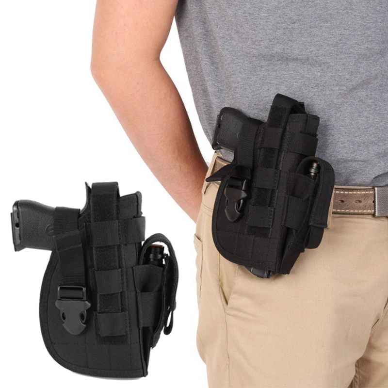 

Tactical Military Pistol Pouch Waist Army Elastic Girdle Belt Hunting Holster Gun Concealed Carry Belt For Gun Bag, Black