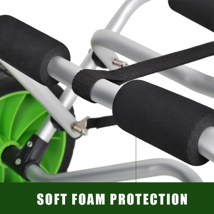 Kayak Trolley Foldable Aluminum Frame 10" Green Beach Wheel Kayak Cart