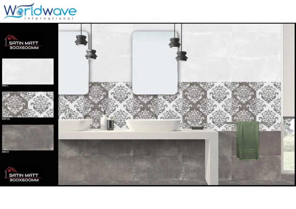 
300x600 mm Ceramic Wall Tile / White Marble Wall Tile / Matching 30x30cm Floor Tiles 