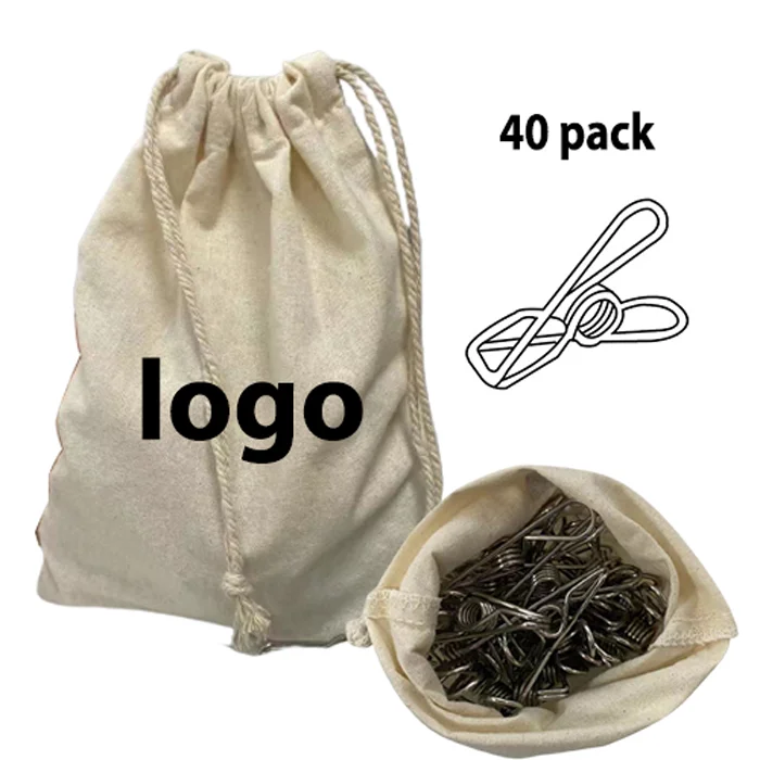 

40 Pack durable metal silver wire laundry pegs with heavy duty bag
