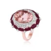 14K rose gold natural morganite and ruby with brilliant round cut real diamond wedding and engagement jewelry ring wholesale