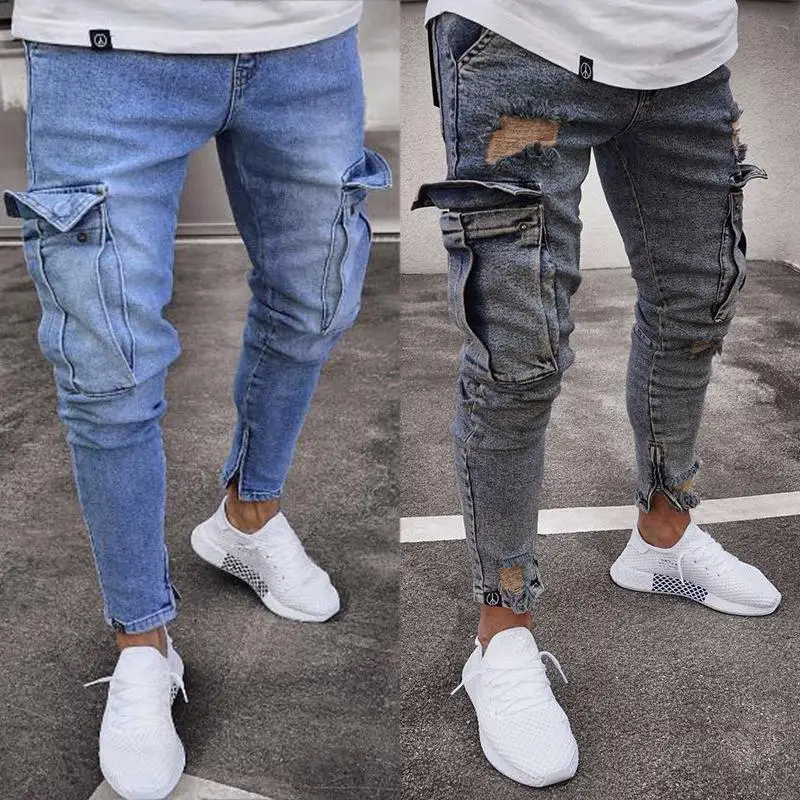 

New Italy Style Men's Distressed Destroyed Badge Pants Art Patches Skinny Biker White Jeans Slim Trousers Men Denim Jeans