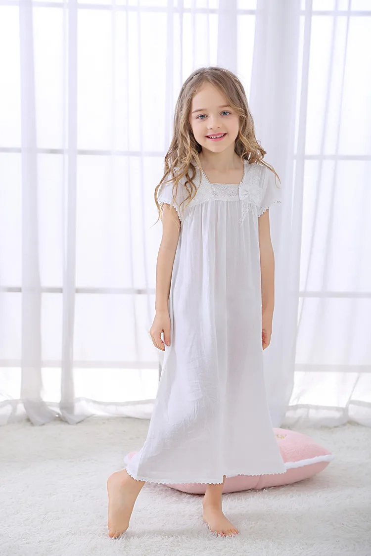 New Fashion Children Girl Puff Sleeve Viscose/elastane Nightdress Soft ...