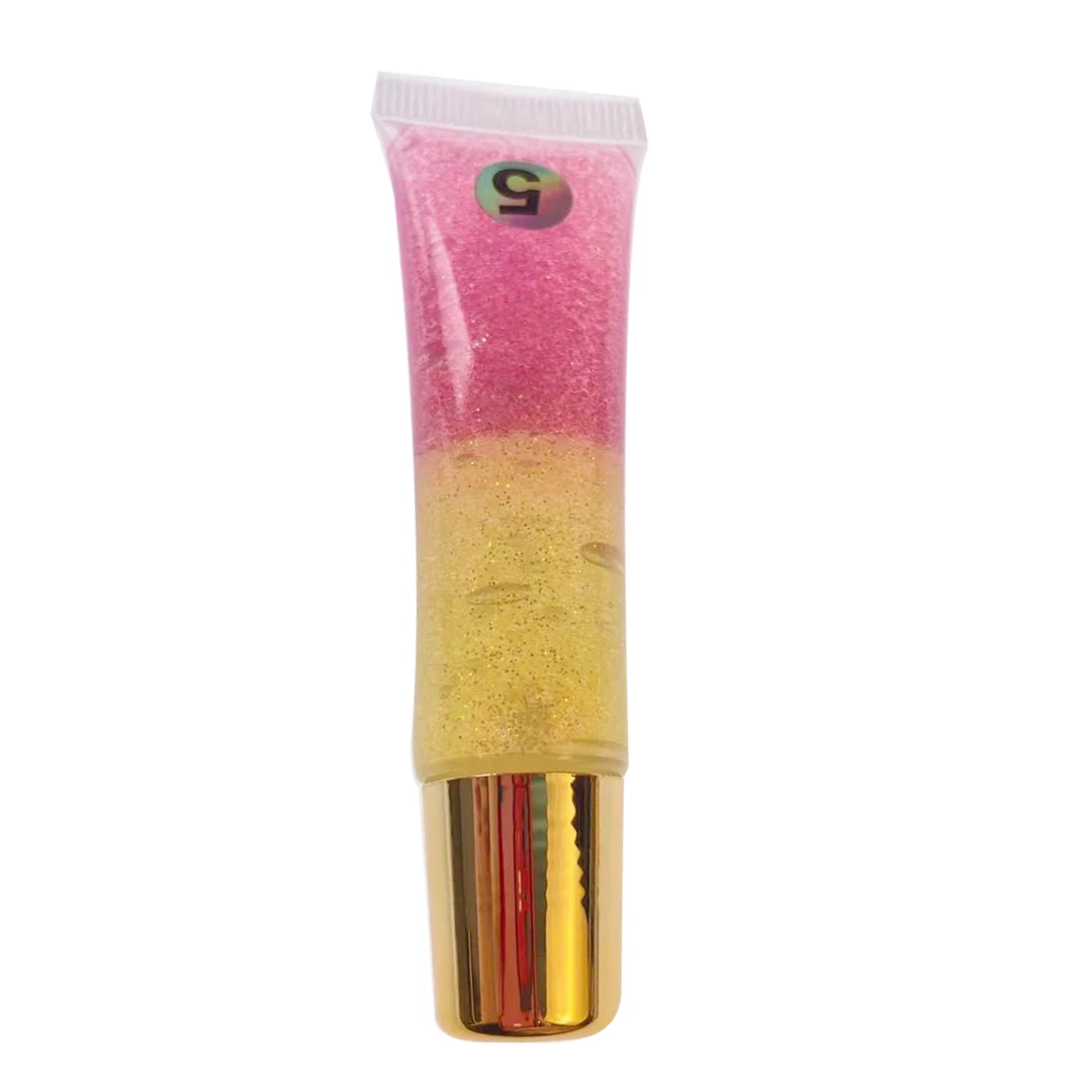 

clear shiny soft tube wholesale private label pluming shimmer vegan lipgloss custom two-tone colorful squeeze tube lip gloss